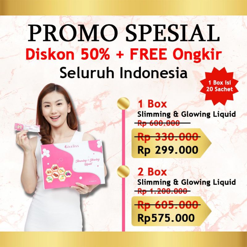 Giveliss Slimming and Glowing Liquid Instant Drink Minuman Pelangsing Penurun Berat Badan dan Perawa