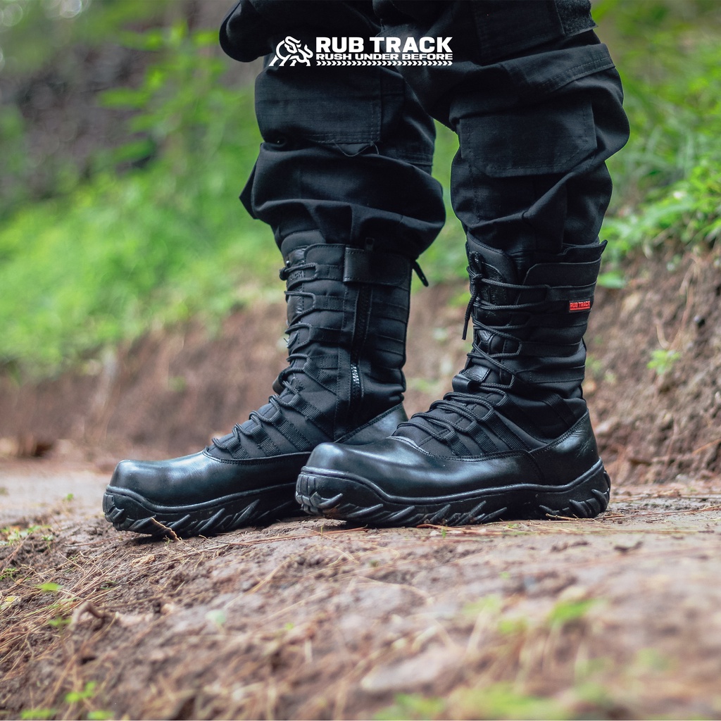 SEPATU BOOTS SAFETY TACTICAL TRACKING RUBICON NINJA JAGUAR UJUNG BESI PREMIUM QUALITY