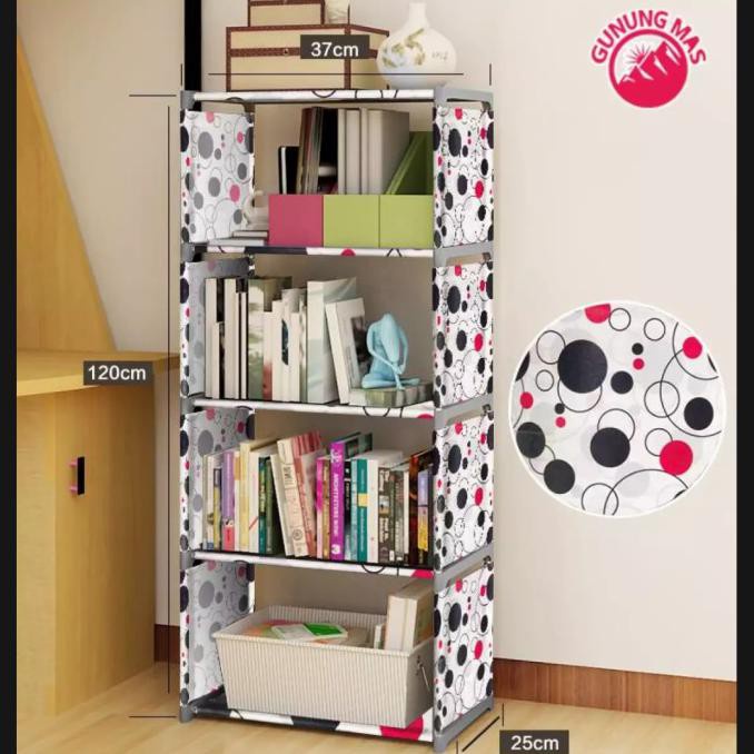 SURIA MAKASSAR - Rak Buku Portable 5 Layer / Rak Buku Single / Rak Serba Guna 4 kotak