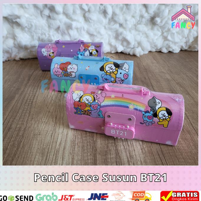 

Tempat Pensil Kotak Pensil Susun motif karakter BT21 Kode Model Tas