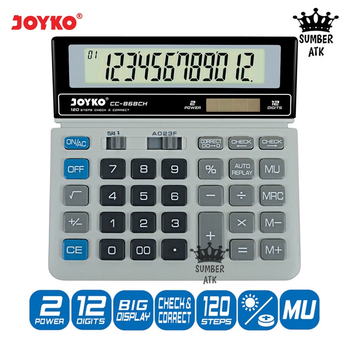 

EKSLUSIF Kalkulator Joyko CC-868CH 12 Digits Check Correct Calculator