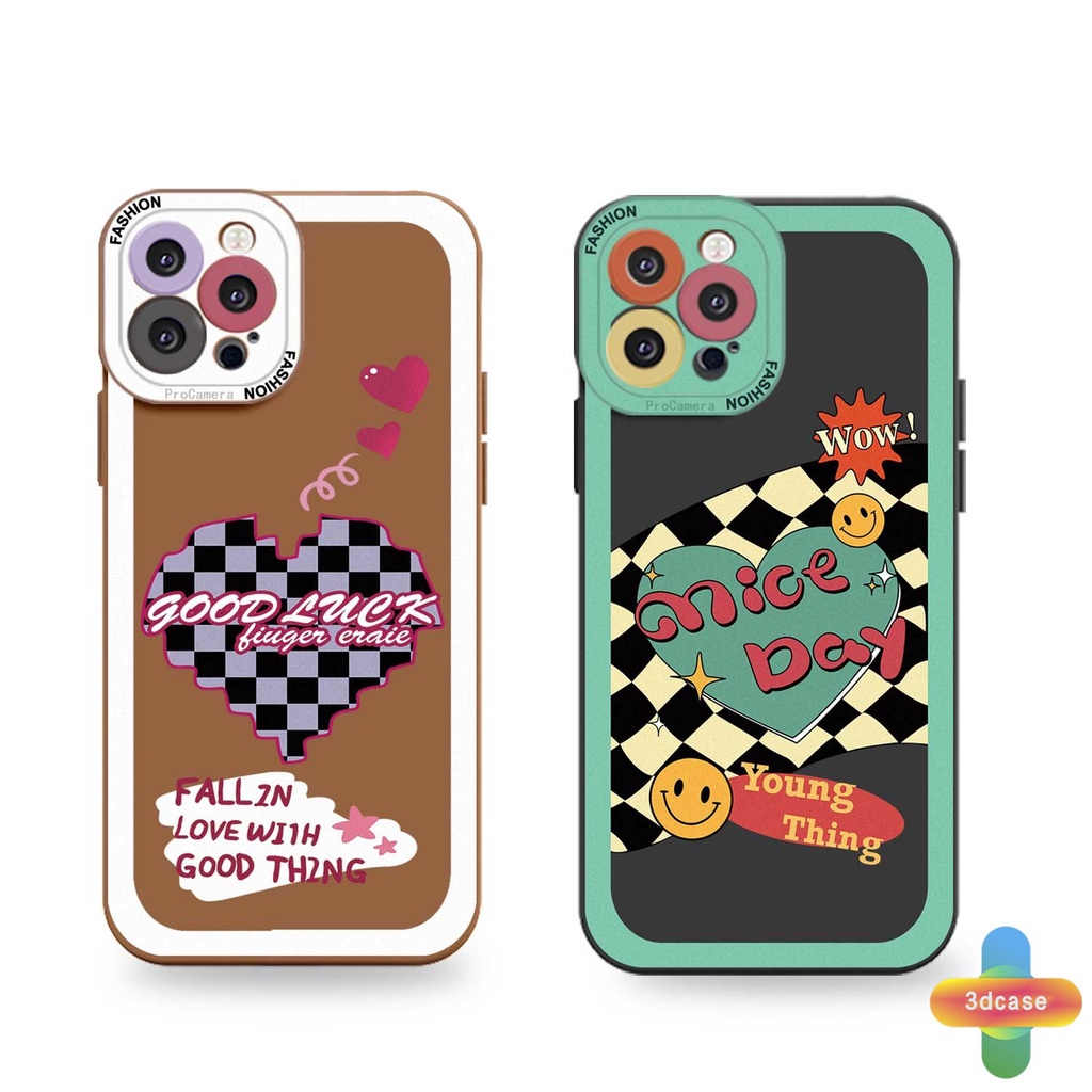 IPHONE Casing Handphone Couple Kompatibel Untuk For IPhone 11 12 13 PRO MAX 6 7 6S 8 Plus X XR XS MAX Se 2020 6SPlus 7Plus 6Plus 8Plus XSMAX Senyum Lucu Love Hati Papan Catur Soft TPU Back Cover