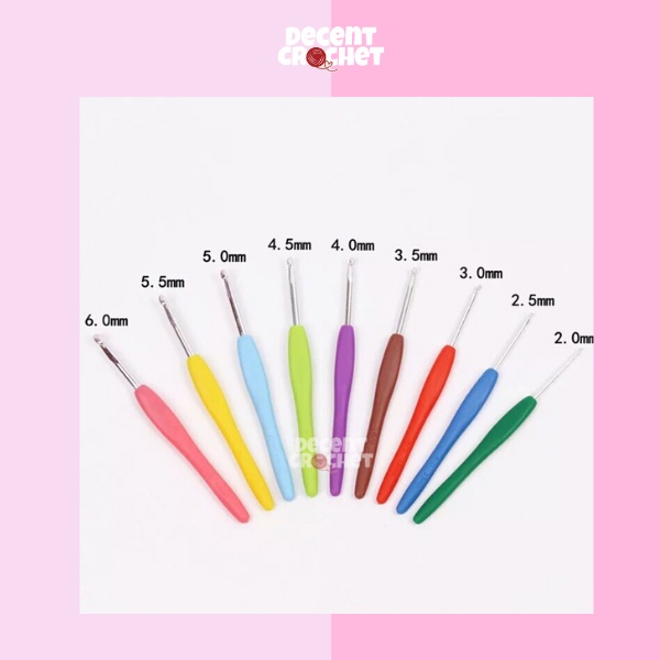 Jarum Rajut Crochet Hook Hakpen Handle Karet 9 Ukuran