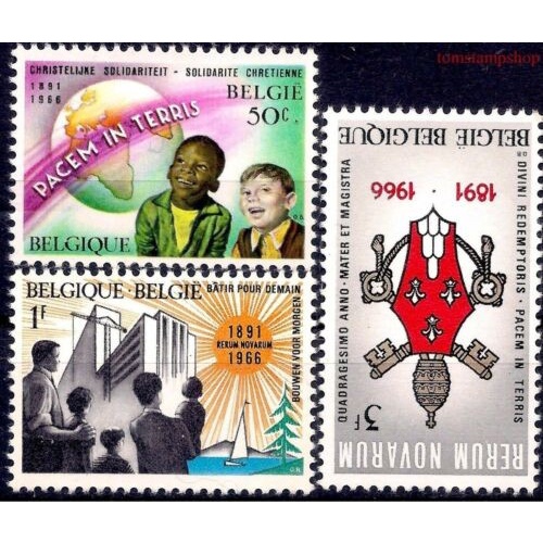 

✨NEW✨ - PERANGKO BELGIUM 1966 - 75th Anniversary of Rerum Novarum - 3V - MINT
