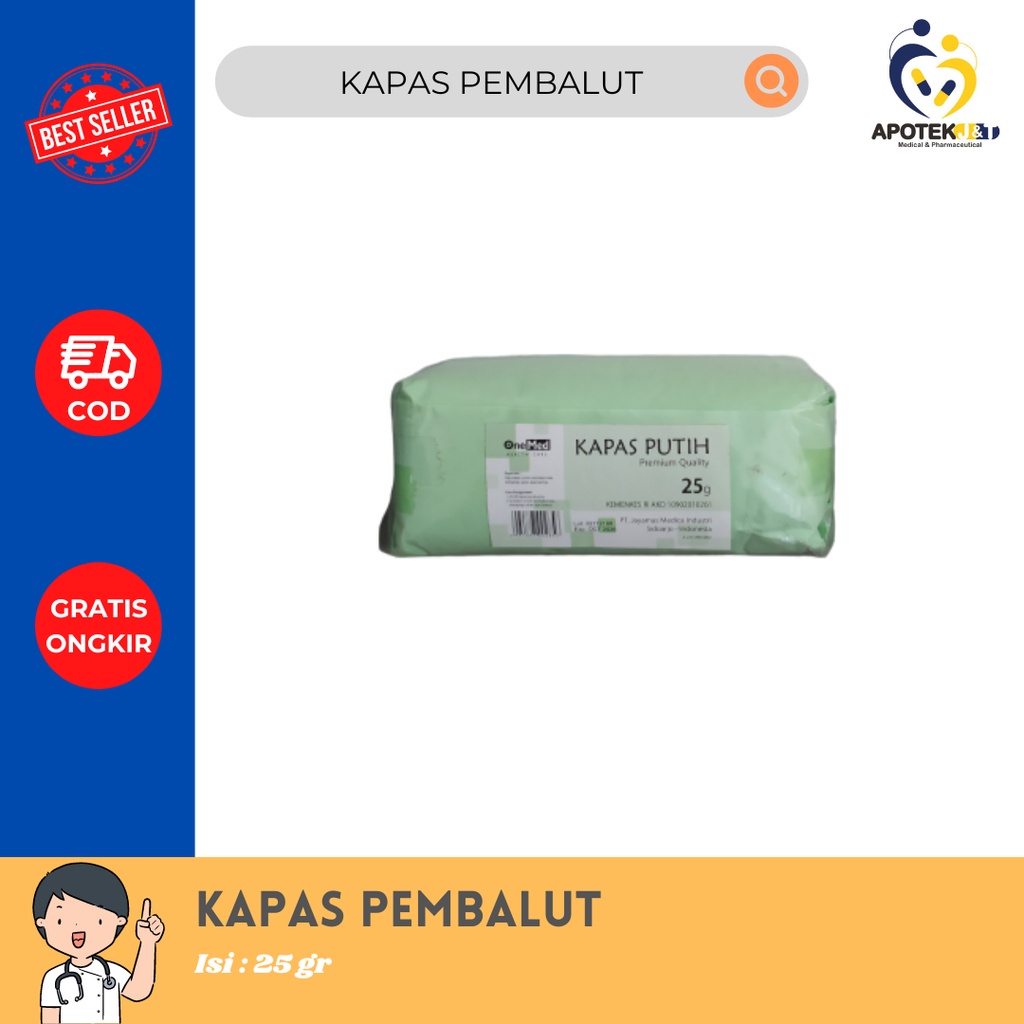 KAPAS PEMBALUT LUKA  ONEMED 25 GR / KAPAS PUTIH / ALAT P3K