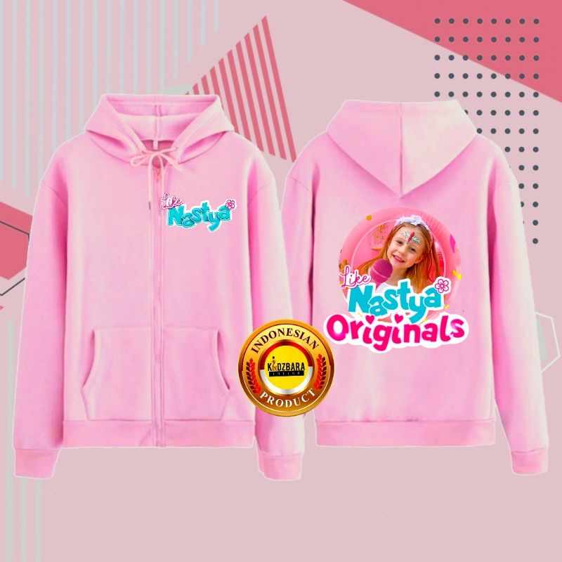 Jaket Zipper Hoodie Anak Like Nastya Youtuber