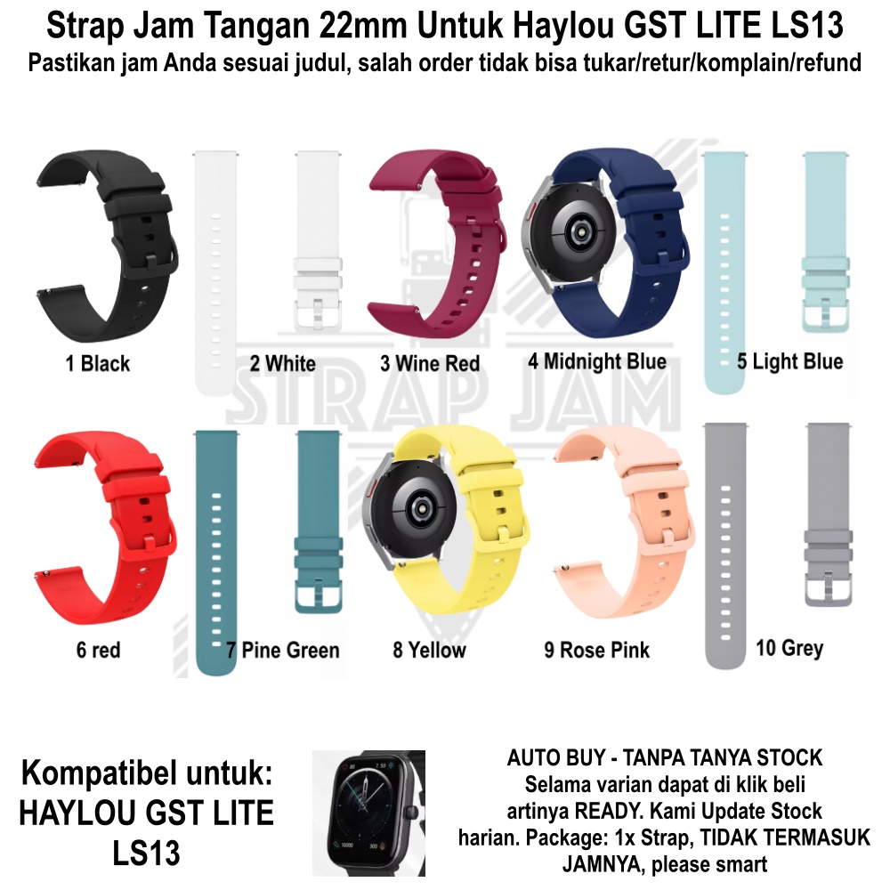 PWK Tali Jam Tangan Haylou GST Lite LS13 - Strap 22mm Silikon Rubber Nyaman