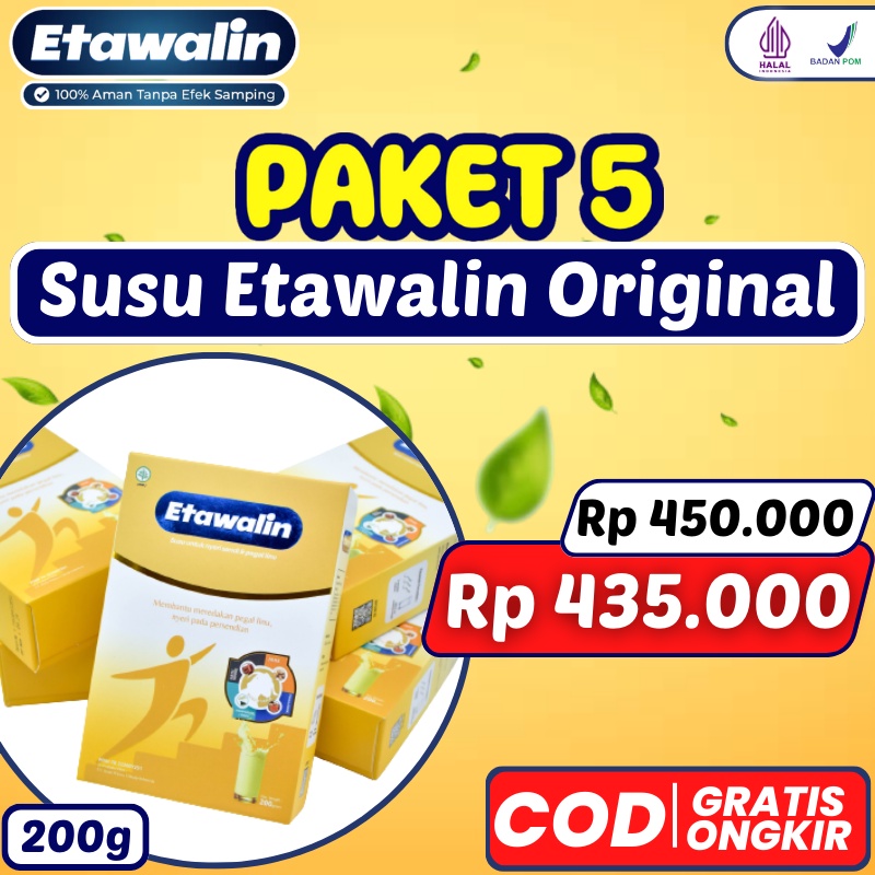 

5 BOX Etawalin Paket Anti Tulang Keropos - 5 Box Susu Kambing Etawa Tingkatkan Kepadatan & Kesehatan Tulang Sendi Susu Anti Pengapuran SENDI ASAM URAT