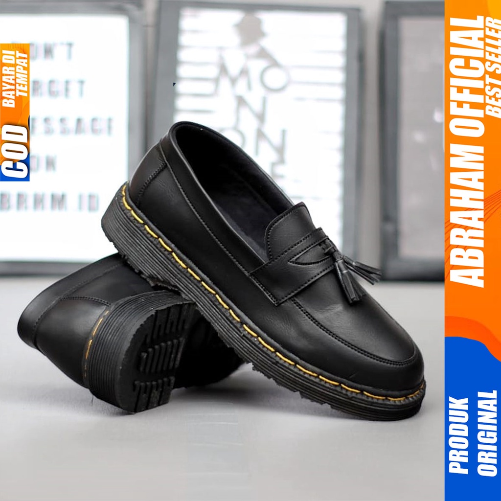 Sepatu Formal Pria Pantofel Docmart Low Boots Kerja Hitam Abraham RIBERY