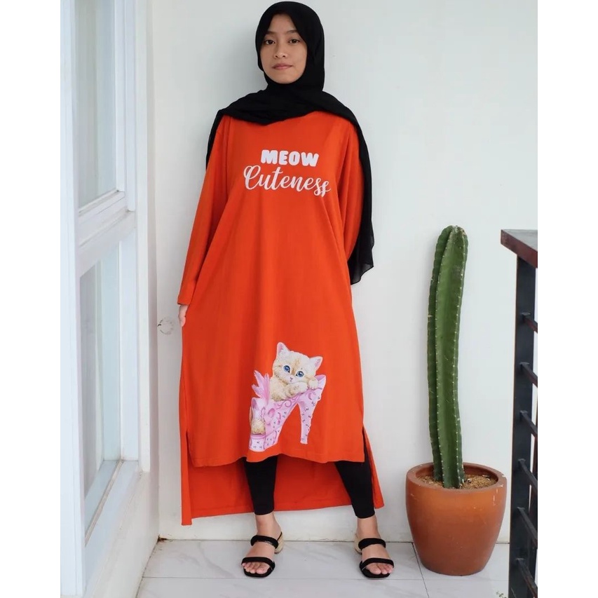 MEOW MIDI DRESS BAHAN KAOS KATUN COMBED 24s MOTIF POLOS APLIKASI SABLON UKURAN M L XL XXL LD 100  - 120 CM MIDI DRESS WANITA TERBARU 2023 KEKINIAN GAMIS MIDI DRESS PREMIUM LONG TUNIK JUMBO BAJU KAOS OVERSIZE LENGAN PANJANG