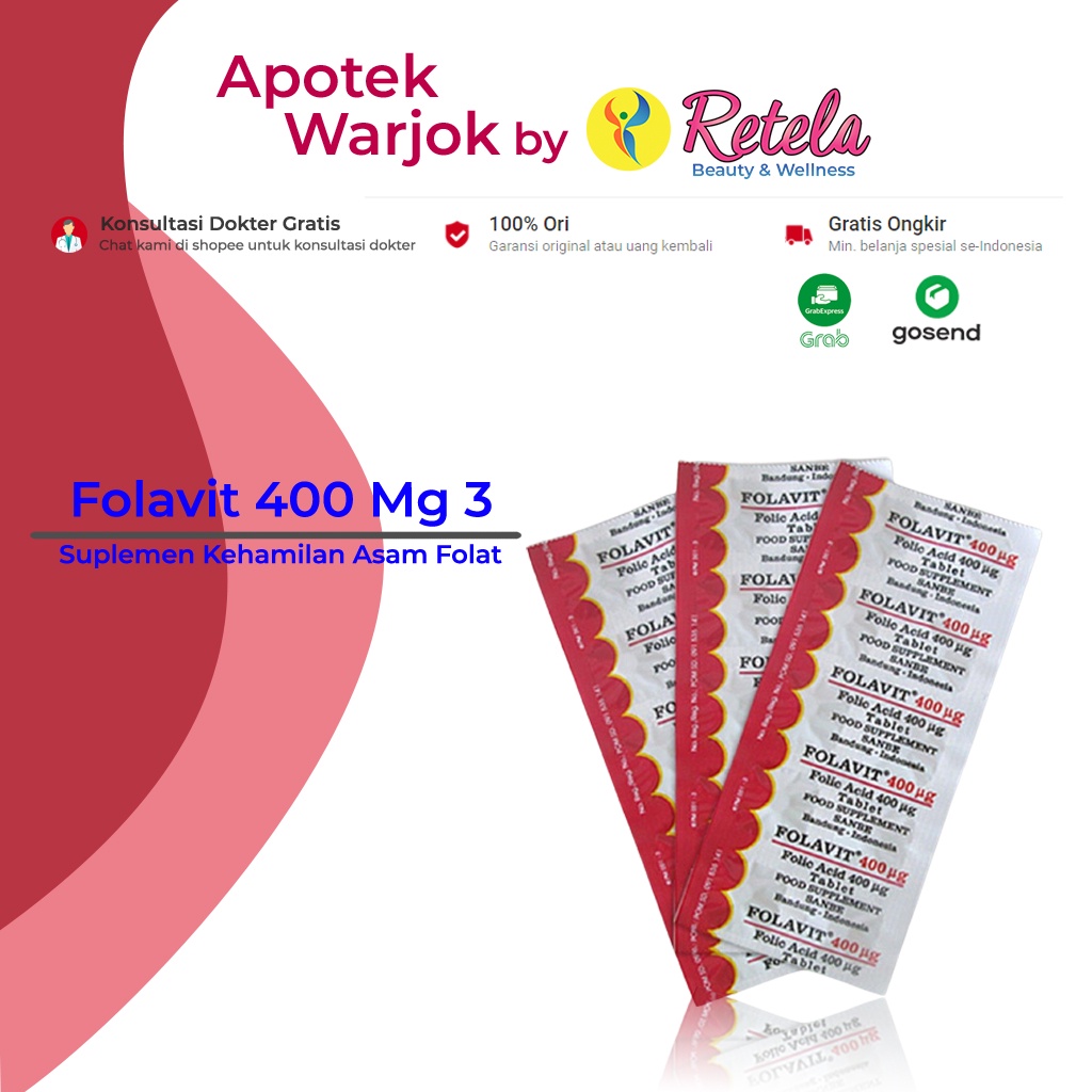 Jual Folavit 400 Mg 3 Strip Isi 30 Tablet / Suplemen Kehamilan Asam