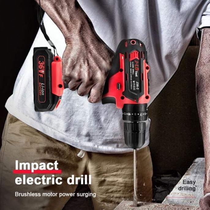 Unik BOR MURAH 2 BATRAI 36 VOLT BIRU BOR TANGAN JLD TOOLS