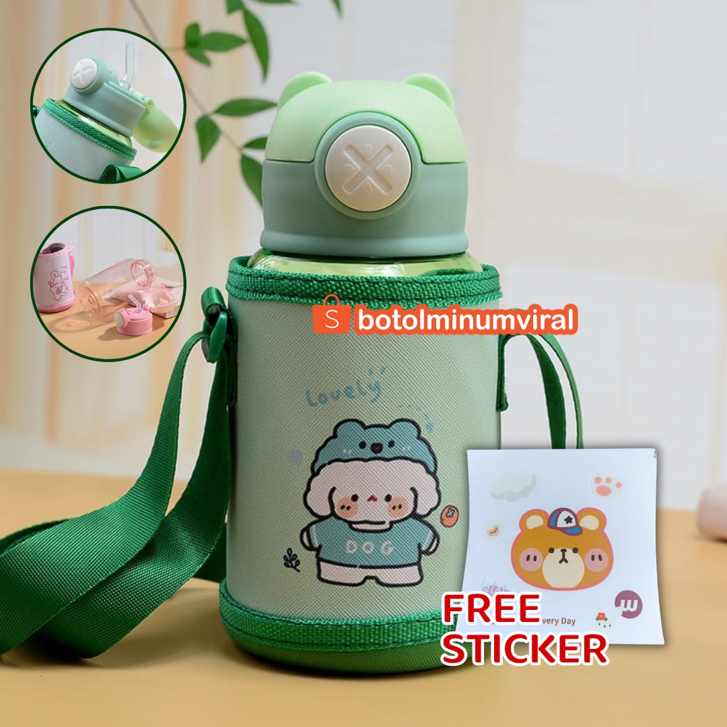 Botol Minum Anak BPA Free Sedotan Anti Bocor Bear Pouch Viral Import