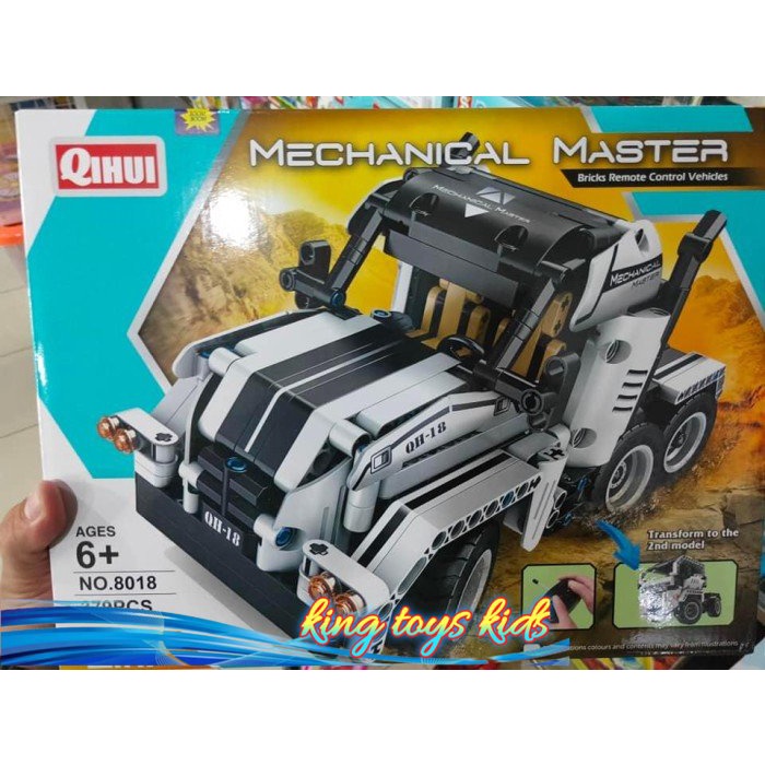 LARIS / QIHUI 8018 Lego Brick R/C Remote Mobil Truk Putih 2 in 1