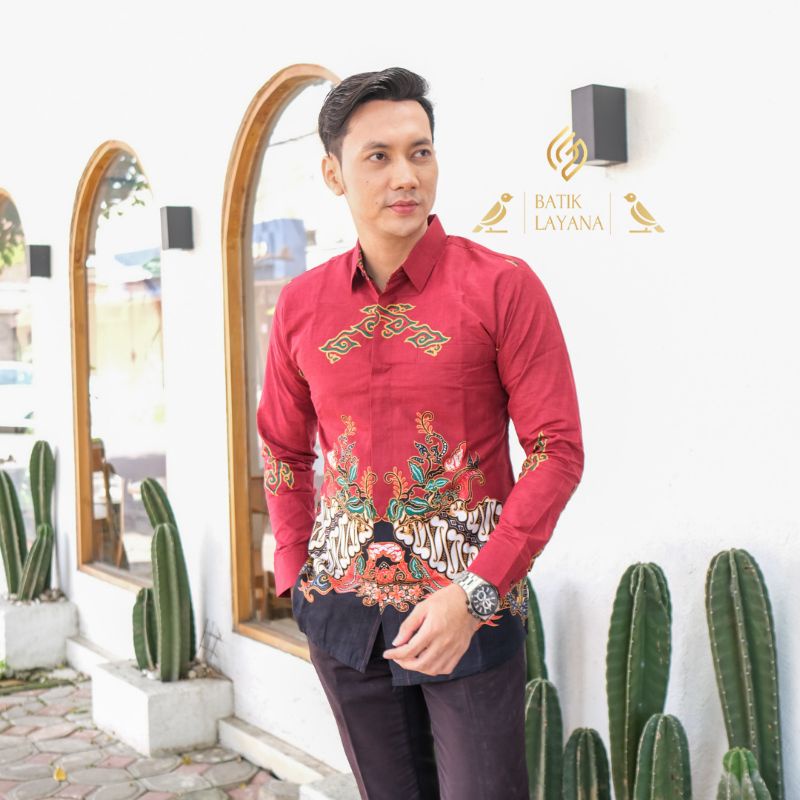 Kemeja Batik Sekarpandan Merah Baju Formal atau Nonformal