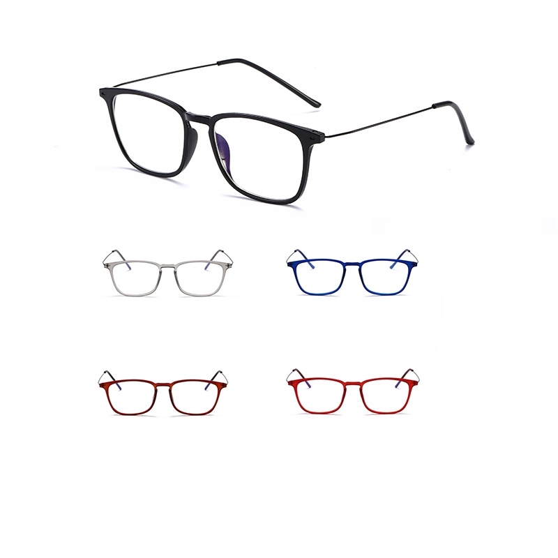 (YUZHU) Tr90 Ultra Ringan Ultra Tipis Bingkai Anti Cahaya Biru Kacamata Vintage Fashion Square Frame Eyeglasses