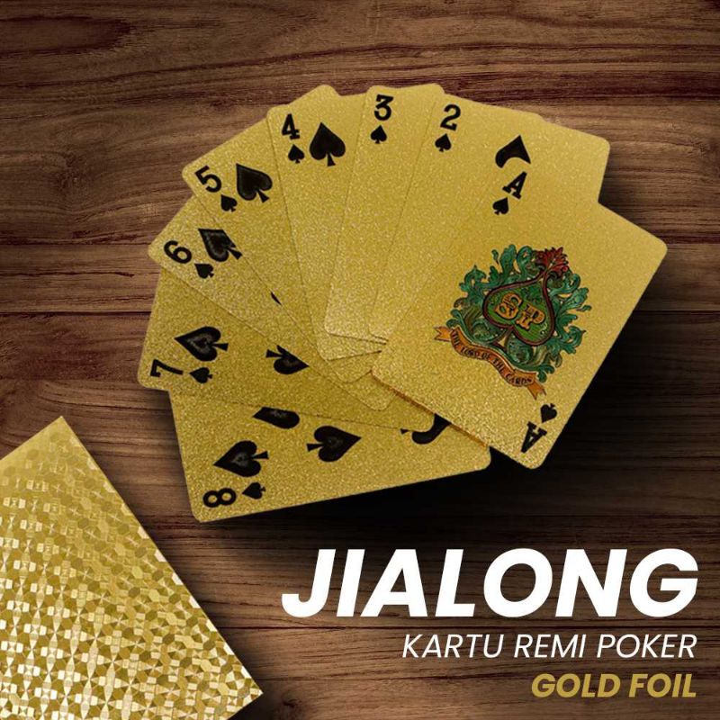 Jialong Kartu Remi Poker Gold Foil - T-8888 Mainan Hadiah Kado Sulap