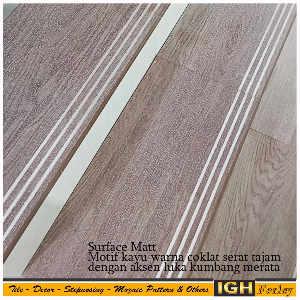 Stepnosing Granit 30x60 Motif Kayu Coklat Mahoni Lantai Tangga Custom Pingul bahan Granite Tile