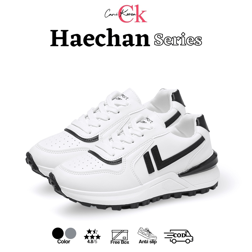 CaniKorea &quot;FREE BOX&quot; Haechan Sepatu Wanita Sneakers Kets Bertali Kasual Fashion Shoes Import Anti Slip Premium Quality 9158