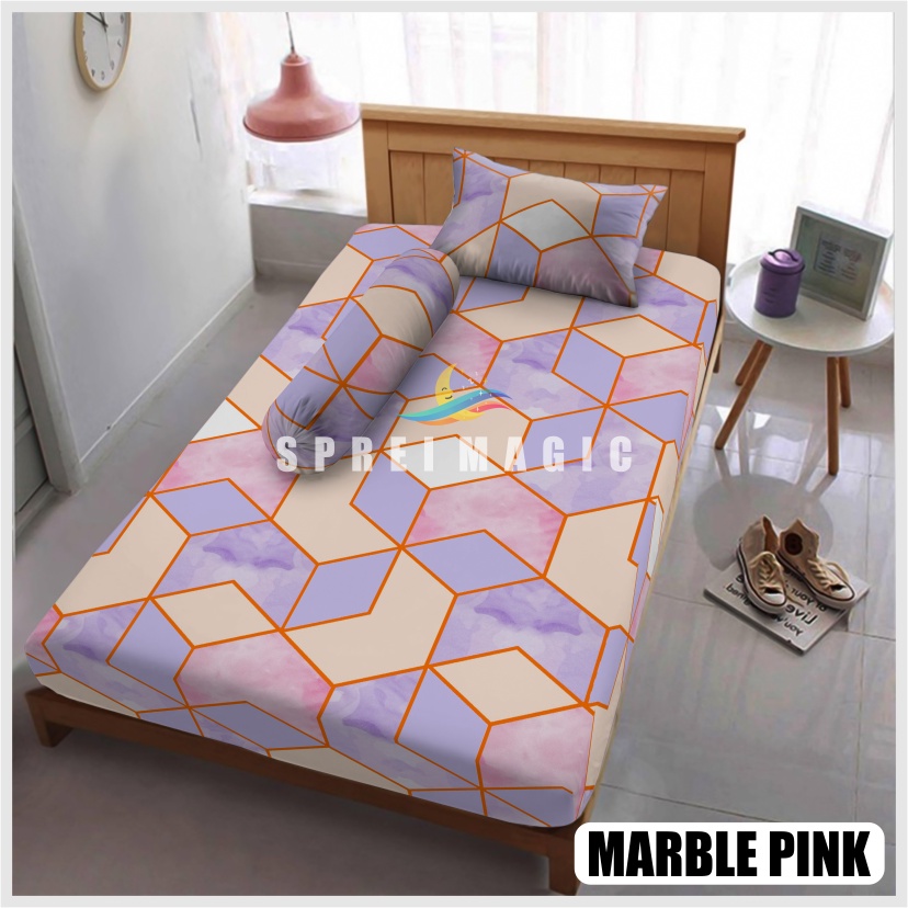 Sprei single no.4 90x200 sudut karet motif kotak kotak dan polos