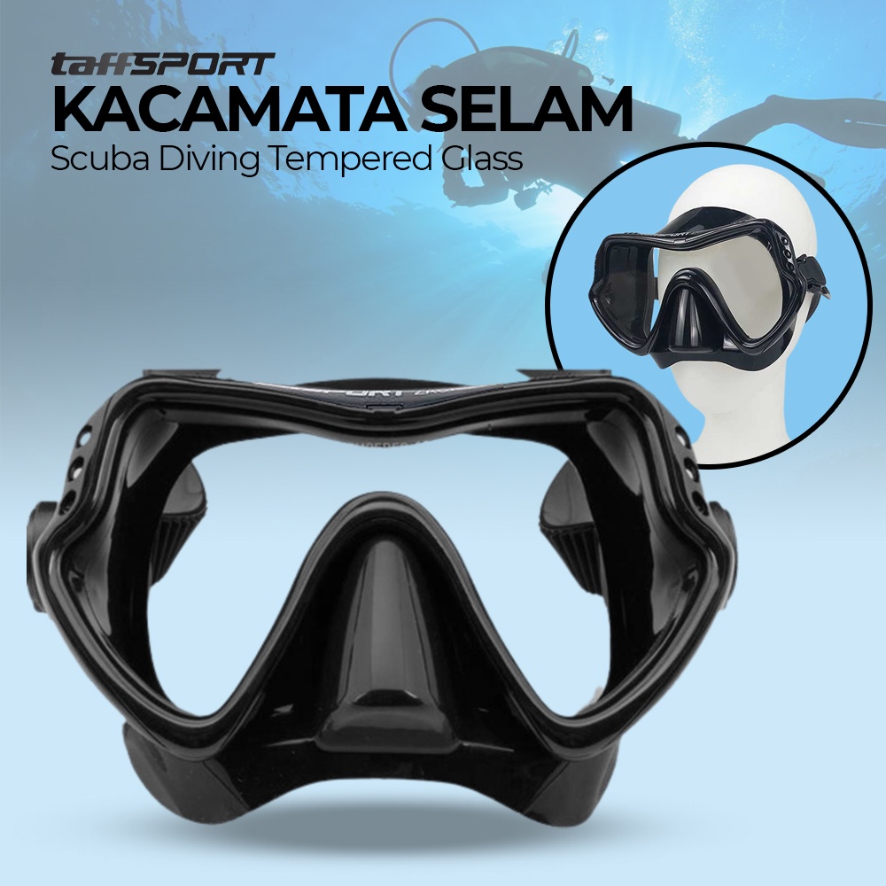 Kacamata Selam Scuba TZCS06BK Diving Tempered Glass - Black