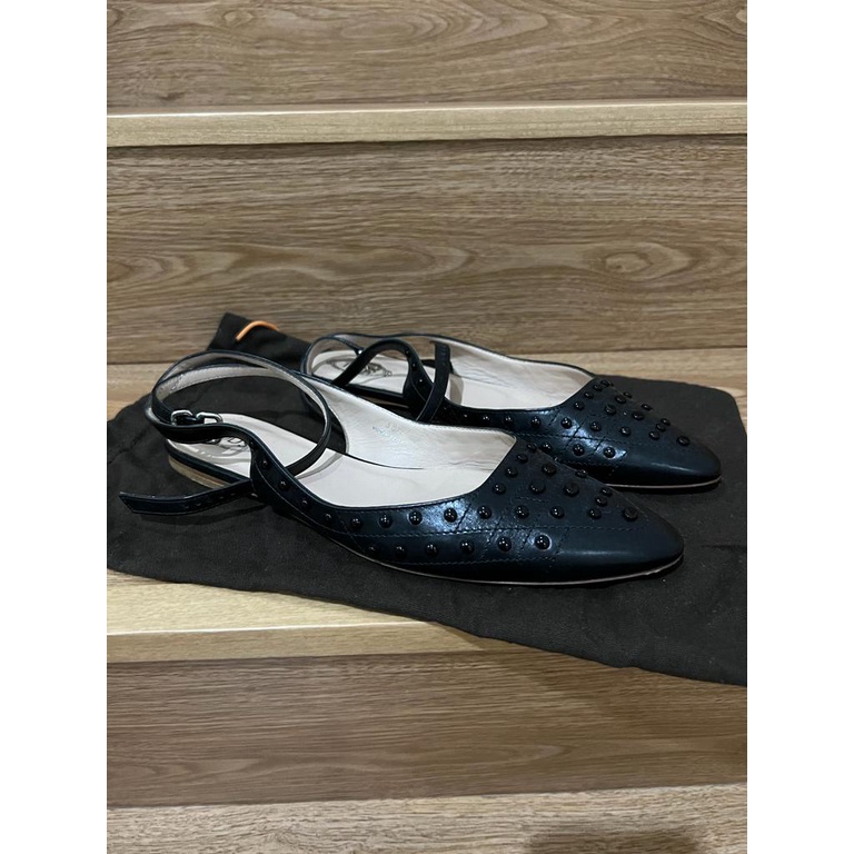 Sepatu Wanita Authentic Flat Shoes T*ds Black Original Branded Preloved
