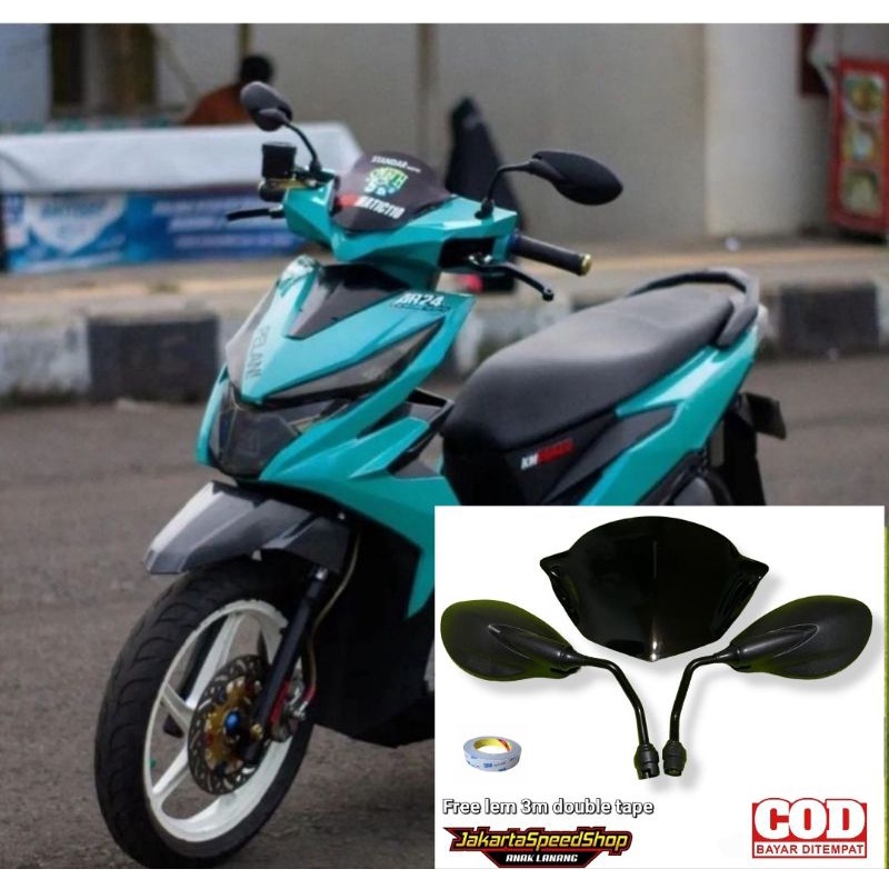 Paketan visor variasi bahan akrilik pnp beat new esp plus spion x1 pnp honda free lem 3m double tape