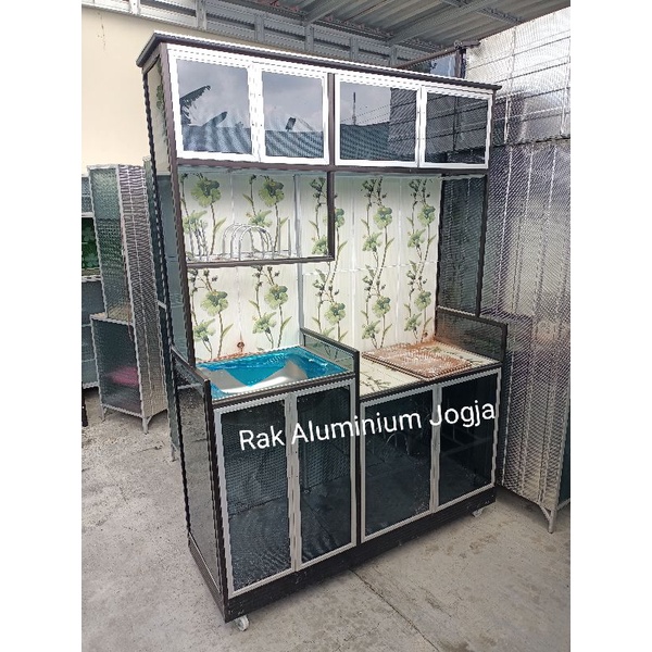 Rak piring wastafel plus kompor tungku 2 pakai roda