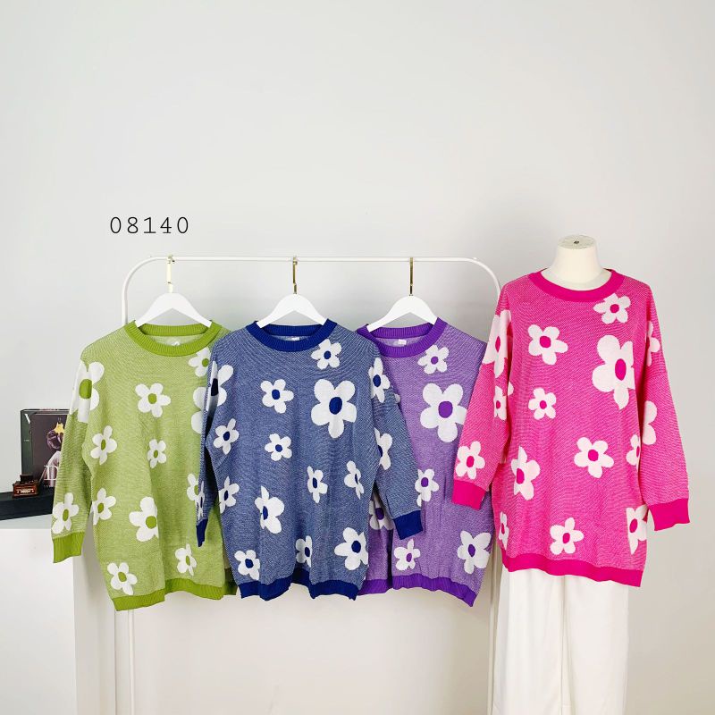 Sweater Oversize Wanita Motif Bunga | Sweater Oversize Rajut Premium