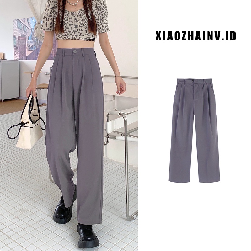 XiaoZhaiNv Celana Wanita Korean Style High Waist Loose Pants 5279