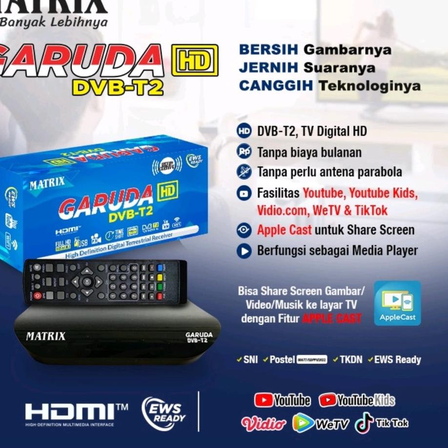 Best Seller DVB T2 Set Top Box Matrix DVB T2 GARUDA BIRU / MERAH Apple HD EWS / Polytron PDV 620T2 /