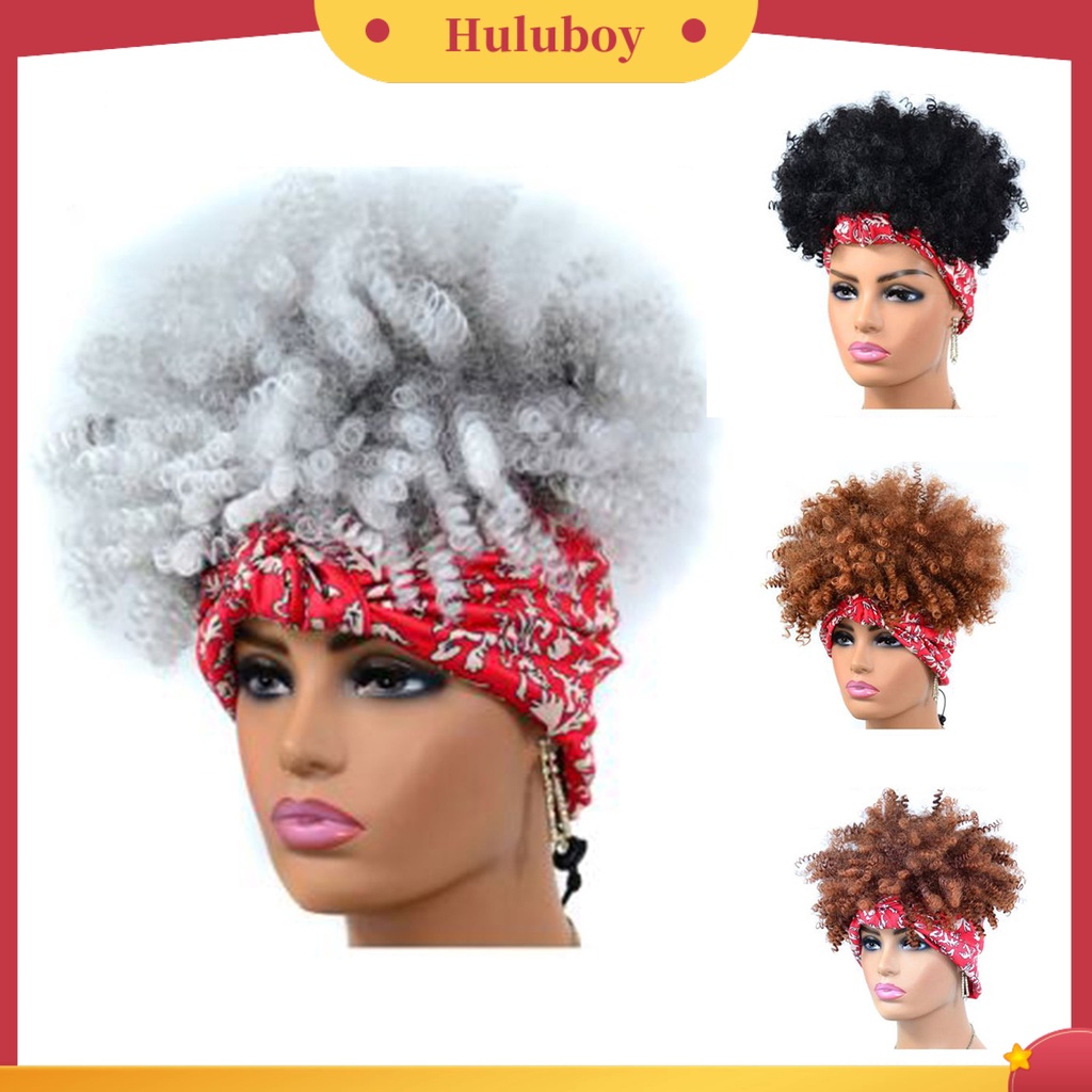 Wig Rambut Keriting Fluffy Portable Untuk Wanita