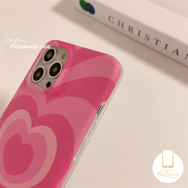 IPHONE Case Compatible Untuk Iphone7 8 Plus XR 11 13 12 14 Pro Max14 Plus X XS Max Se2020Keren Manis Mawar Merah Gradasi Love Hati Glossy Halus Lembut TPU Full Body Pelindung Penutup Belakang