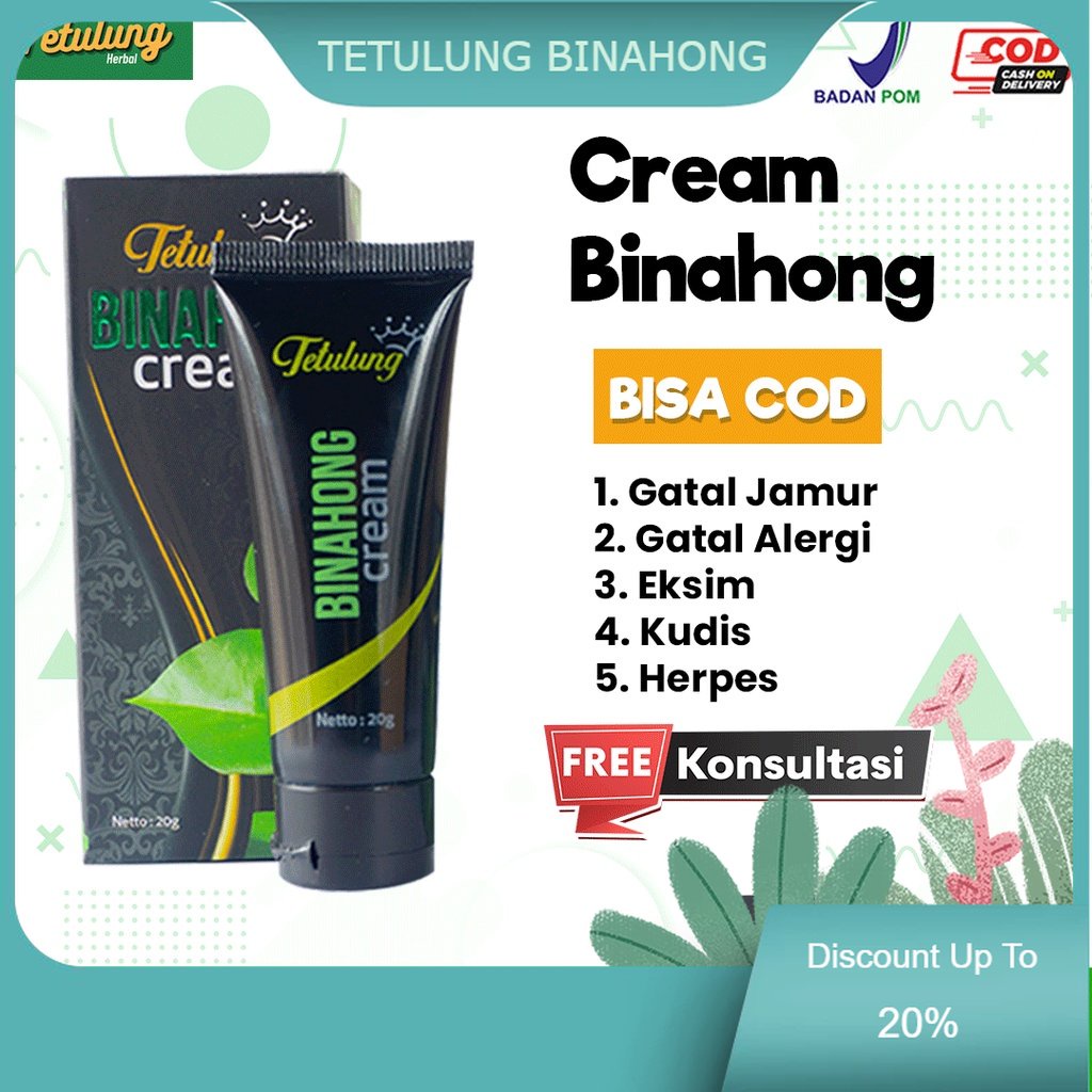 Salep Krim Binahong 20g - Salep Obat Gatal & Luka Kulit Ampuh SUDAH BPOM
