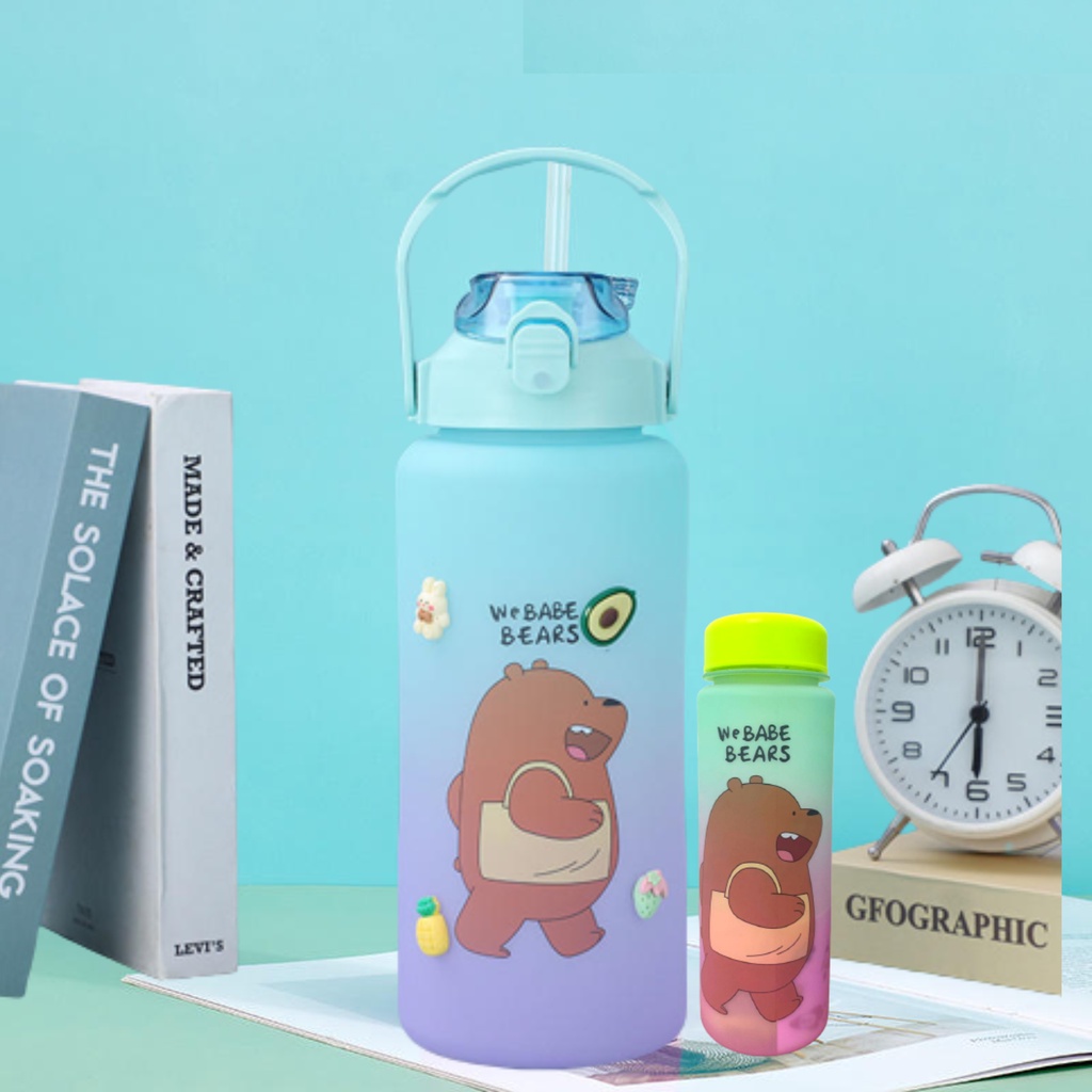 [ OBJ ] Botol Minum Gradasi 2000ML &amp; 1000ML Buy 1 Get 1 We Babe Bears / Botol Minum Viral Beranak