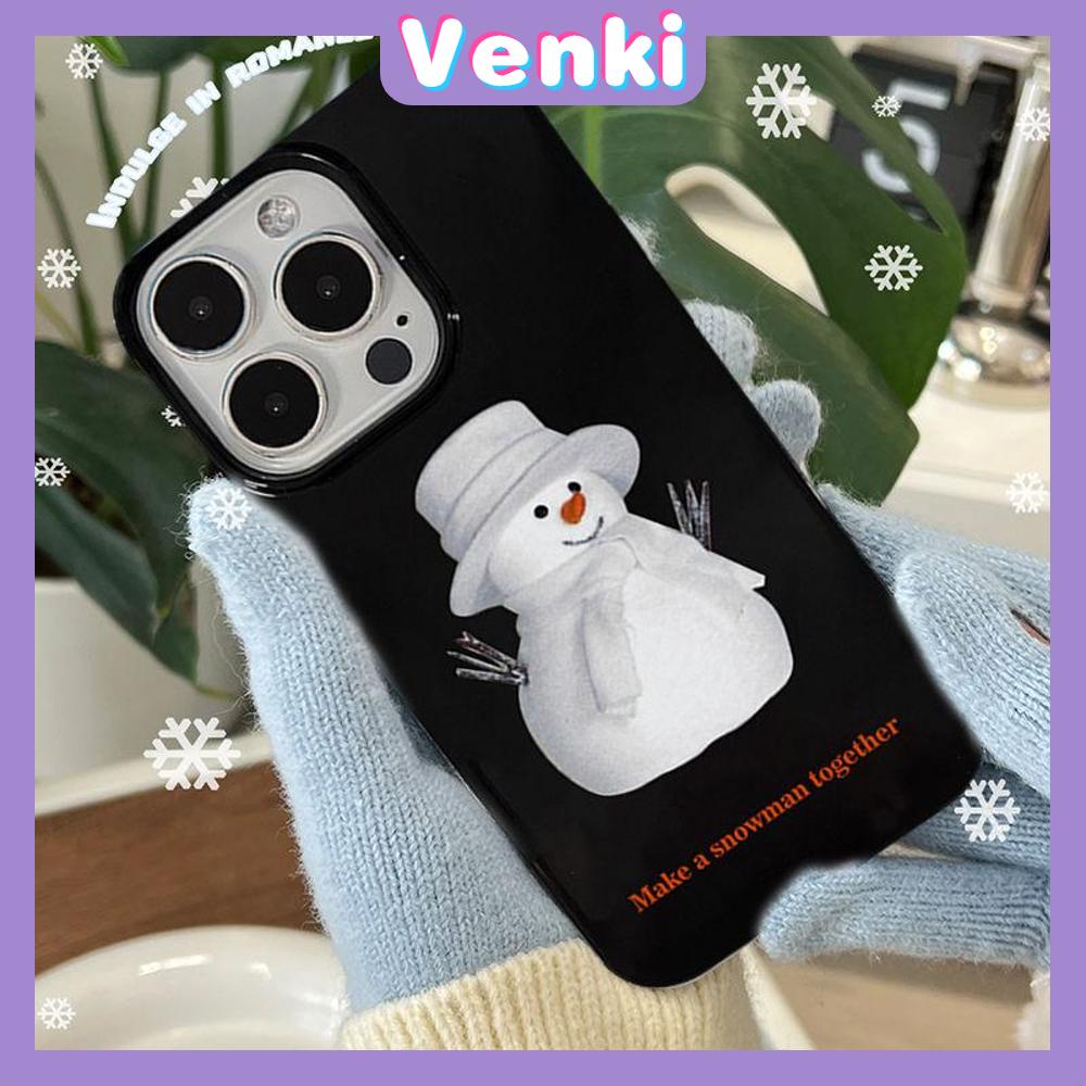 Case iPhone 14 Pro Max TPU Soft Case Christmas Snowman Glossy Black Candy Case Camera Protection Shockproof For iPhone 14 13 12 11 Plus Pro Max 7 Plus X XR