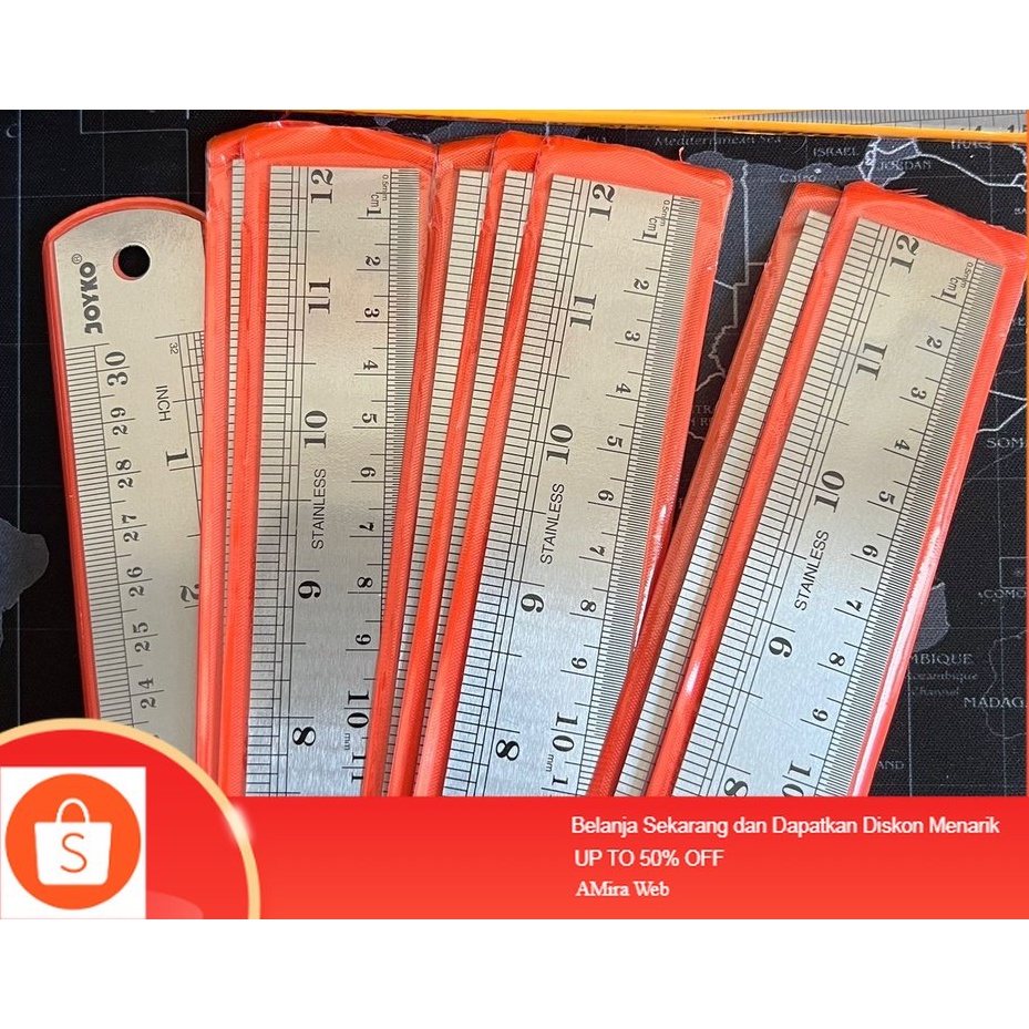 

[HARGA PER PCS] Penggaris Besi 30 cm merk joyko ST30