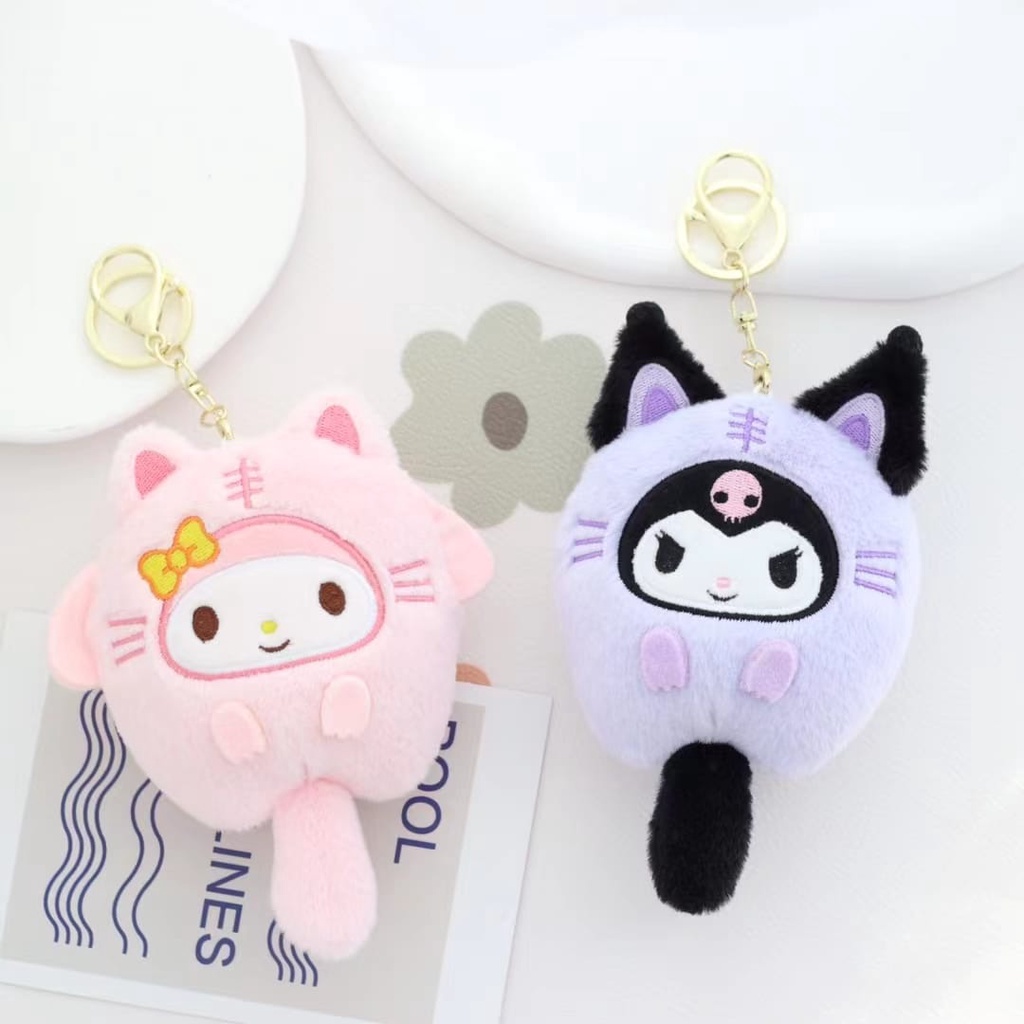 Gantungan Kunci Boneka Sanrio Kostum Ikan My Melody Kuromi Bahan Plush Untuk Dekorasi Tas