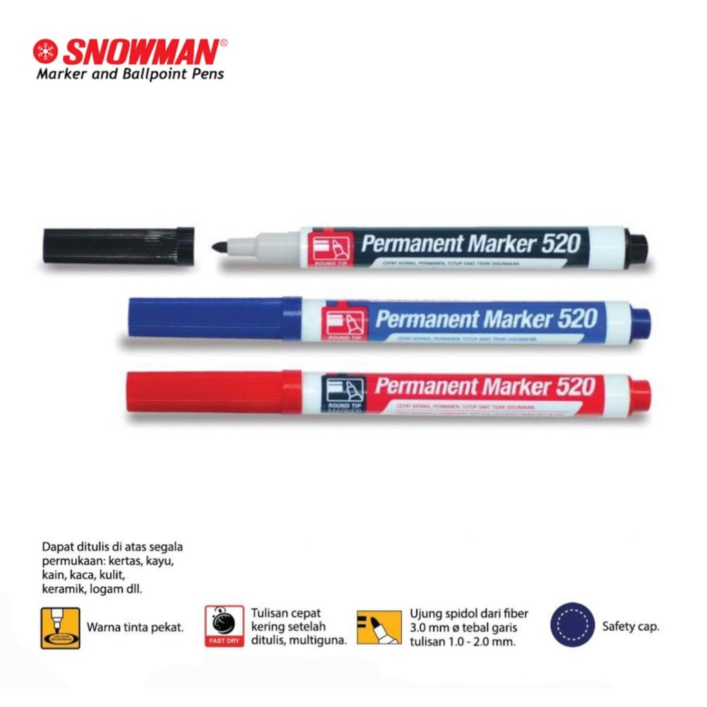 Spidol Permanen Permanent Marker Snowman 520 G-520