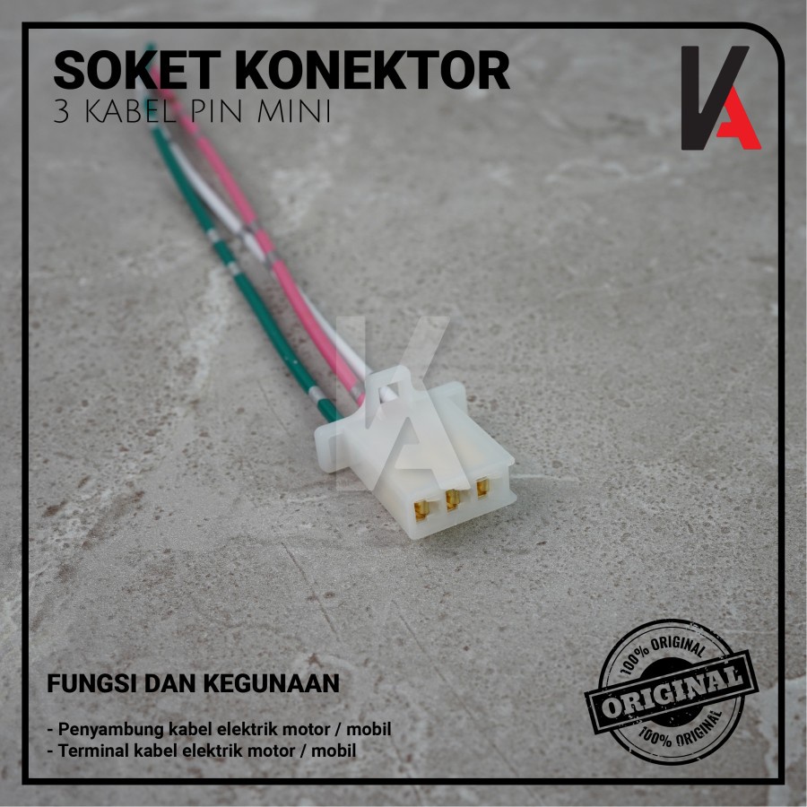 Soket Sambung 3 Pin Kecil / Mini Socket Kabel Konektor Mobil Motor