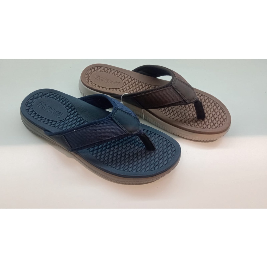 Bata Sandal Comfit Pria Model Jepit Navy Brown 8719335 4335