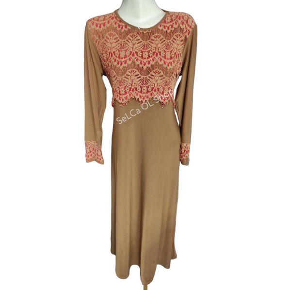 Gamis Remaja Moka Mix Brukat LD 90-94 PJ 130