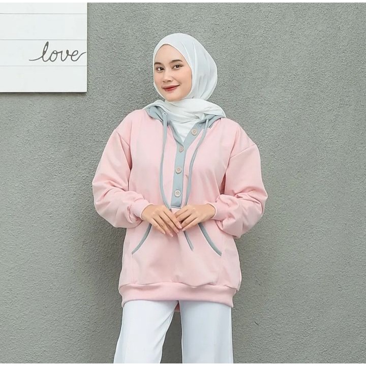 Jacket Blouse NIO PASTEL SOFT Hoodie Sweater Oversize Wanita Fashion Terkini Korean Style Kasual Stylish