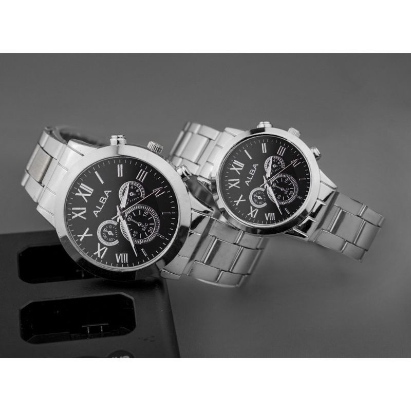 (Cod)Jam Tangan Couple Alba Strap Rantai(Dikirim Jakarta)