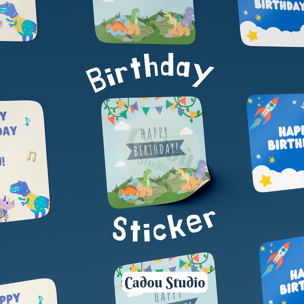 

Sticker Stiker Kotak / Segel Toples Parcel Kue Hampers Kado / Seal Jar glossy Ulang Tahun Birthday Anak Murah [B03]