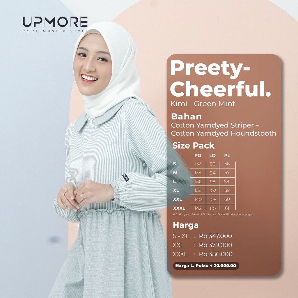 (COD) GAMIS REMAJA DEWASA UPMORE KIMI - GREEN MINT // GAMIS REMAJA KATUN MUTIF DAMOZA UPMORE