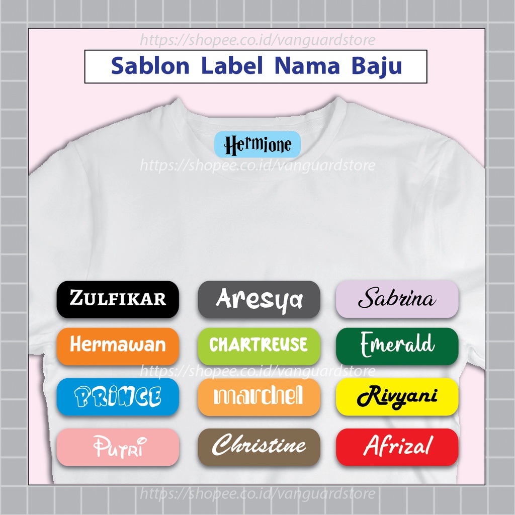 CUSTOM LABEL NAMA SERAGAM ANAK SEKOLAH KAOS STIKER SABLON SETRIKA PESANTREN NAME TAG LAUNDRY