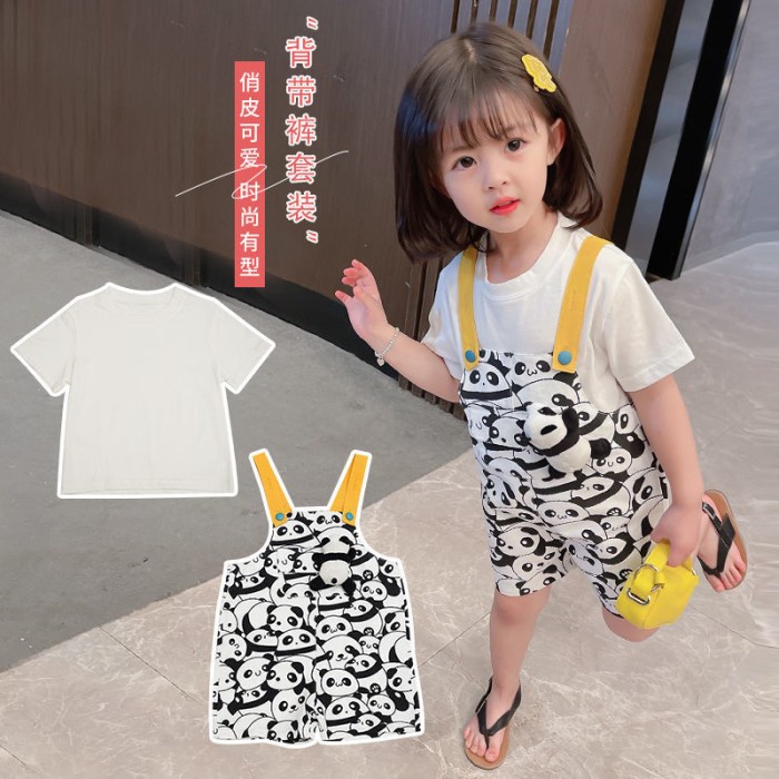 overall anak perempuan katun import set inner + outer