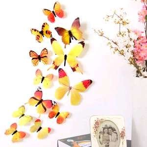 【GOGOMART】Stiker 12pcs Wall Sticker Tempelan Kupu Kupu 3D - Butterfly