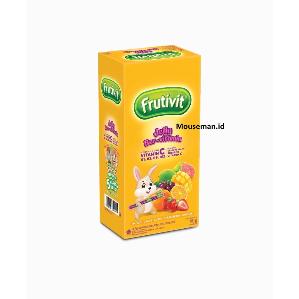 

1PCS Frutivit Jelly Ber-vitamin dengan ekstrak buah sumber vitamin C Jeli Agar-Agar Aneka Rasa 20gr